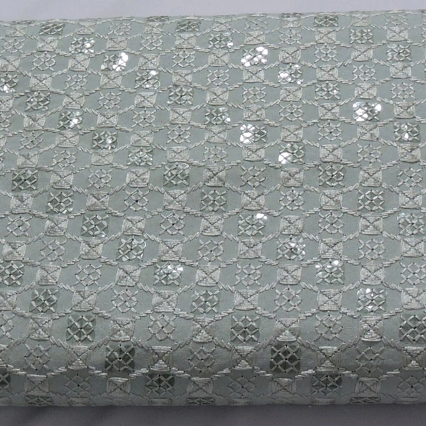 Shandaar Wears  Fabric Chikankari Sequence Spring Rain SW-57 - 0.25 Meter