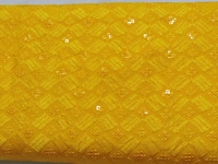 Shandaar Wears  Fabric Chikankari Sequence Yellow SW-58 - 0.25 Meter