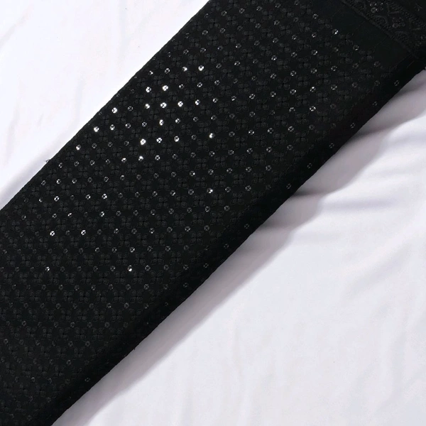 Shandaar Wears  Fabric Chikankari Sequence Black SW-60 - 1 Meter
