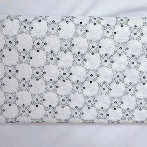 Shandaar Wears  Fabric Chikankari Sequence White SW-62 - 1 Meter, White