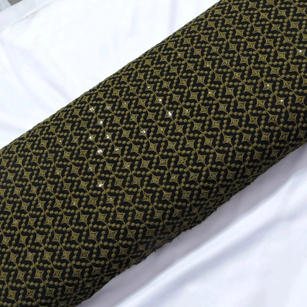 Shandaar Wears  Fabric Chikankari Sequence Mehndi SW-61 - 0.25 Meter