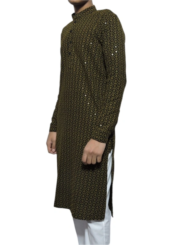 Shandaar Wears  Fabric Chikankari Sequence Mehndi SW-61 - 0.25 Meter