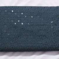 Shandaar Wears  Fabric Chikankari Sequence Blue Dianne SW-63 - 0.25 Meter