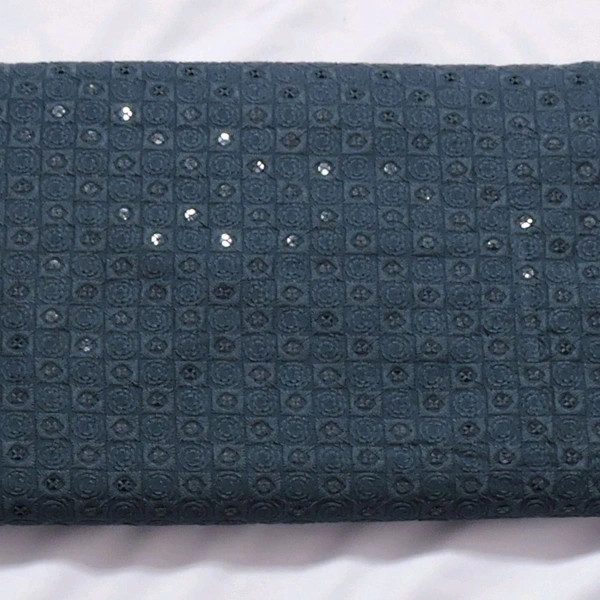 Shandaar Wears  Fabric Chikankari Sequence Blue Dianne SW-63 - 0.25 Meter