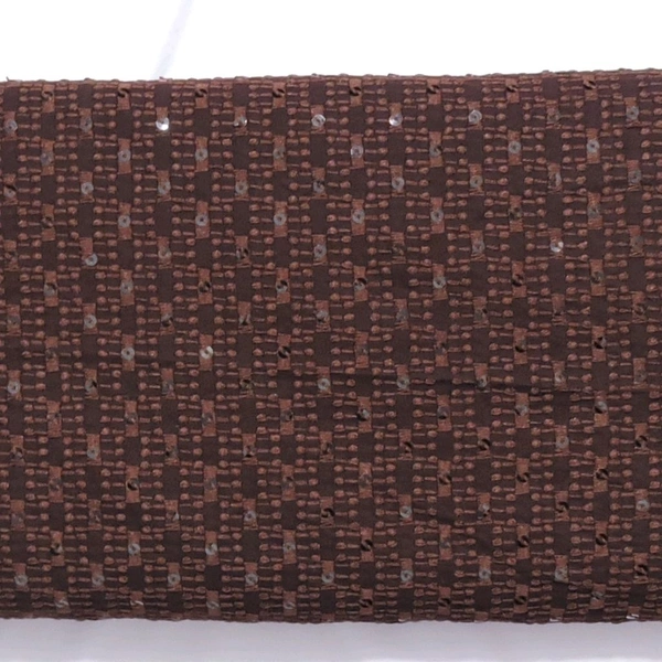Shandaar Wears  Fabric Chikankari Sequence Crater Brown SW-64 - 0.25 Meter
