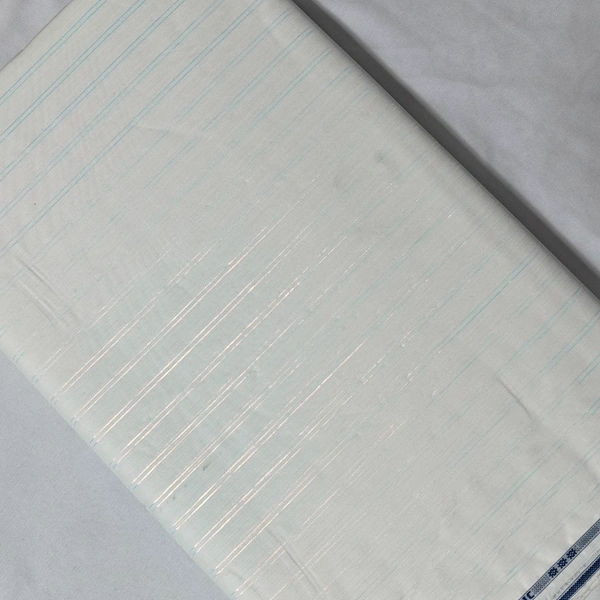 Shandaar Wears  Fabric Cotton Zari White Self SW-127 - 0.25 Meter