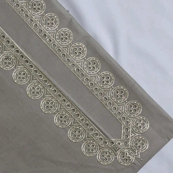 Fabric Cotton Neck Embroidery GREY SW-133