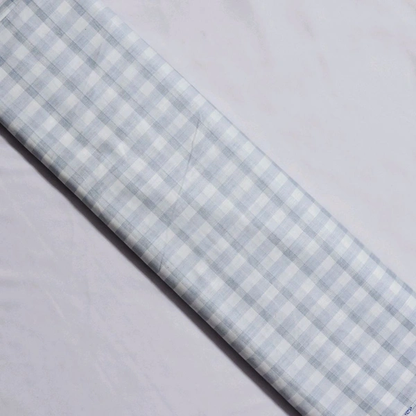 Shandaar Wears  Fabric Cotton White Blue Self Check SW-153 - 1 Meter