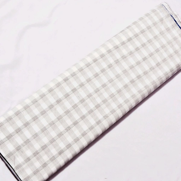 Shandaar Wears  Fabric Cotton White Brown Self Check SW-154 - 1 Meter