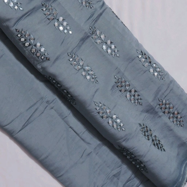 Shandaar Wears  Fabric Cotton Silk Sequence Cadet Blue Maching SW-158 - Kurta Fabric, 1 Meter