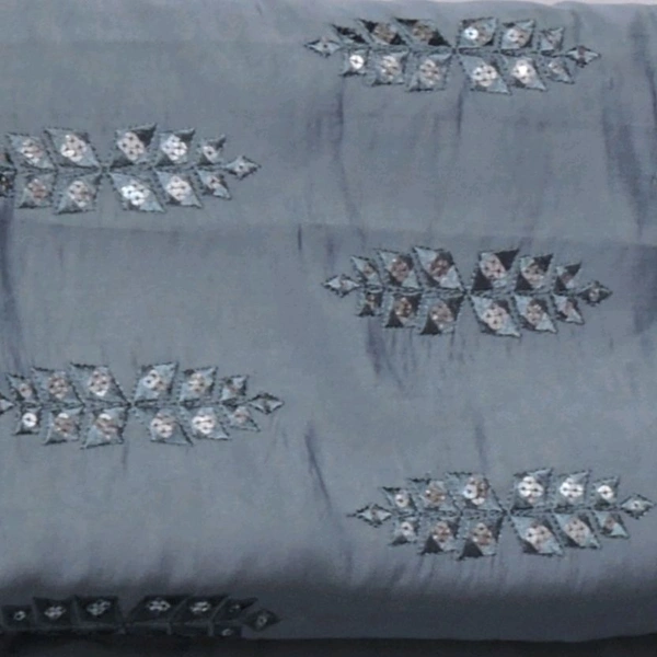 Shandaar Wears  Fabric Cotton Silk Sequence Cadet Blue Maching SW-158 - Kurta Fabric, 1 Meter