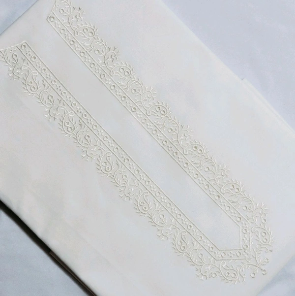 Shandaar Wears Fabric Cotton Neck Embroidery White SW-166
