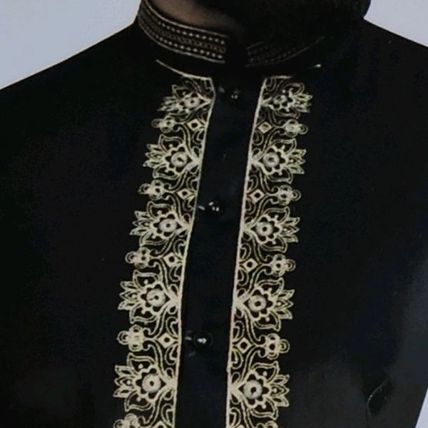 Shandaar Wears Fabric Cotton Neck Embroidery Black SW-171