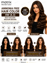 Matrix Wonder Ammonia Free Hair Color 4W (4.3) 90ML | Rich Golden Medium Brown Hair Colour | Up to 50% Grey Coverage | Long-Lasting Salon Hair Dye for Silky & Shiny Hair - 90g