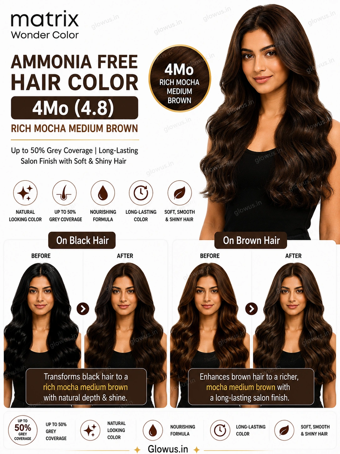 Matrix Wonder Hair Color 4Mo 4.8 Rich Mocha Medium Brown 90ml
