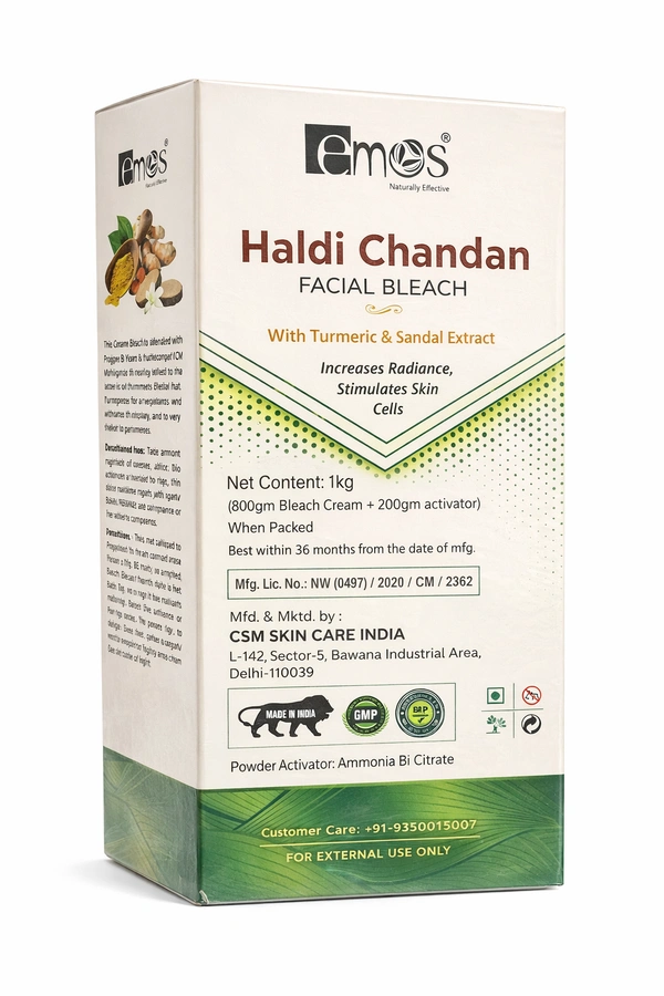 Emos Haldi Chandan Bleach Salon Pack1000g with Extract Haldi & Chandan | Face & Body Bleach for Men & Women | Brightening, Glow & Even Skin Tone
