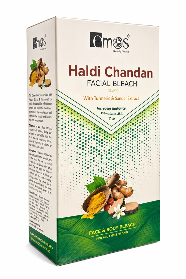 Emos Haldi Chandan Bleach Salon Pack1000g with Extract Haldi & Chandan | Face & Body Bleach for Men & Women | Brightening, Glow & Even Skin Tone