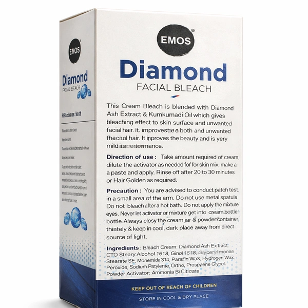 Emos Diamond Bleach Cream Salon Pack 1000g Extract with Diamond Ash for Instant Glow| Face & Body Bleach for Men & Women | Brightening & Even Skin Tone