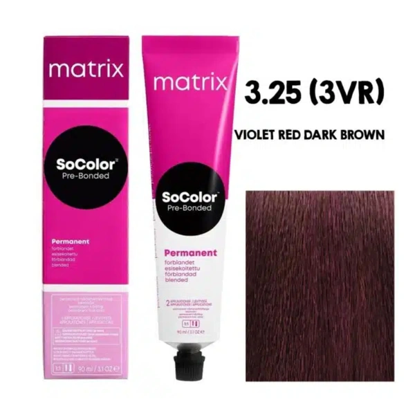 Matrix SoColor Hair Color 3VR Voilet Red Dark Brown 90ML |Permanent Blended Hair Color | Vibrant & Long-Lasting Color|Full Gray Coverage & Bond-Protection Technology