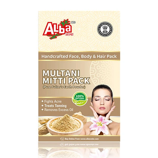 Alba Multani Mitti 200g , 100% Natural Fuller's Earth for Skin Care | Deep Cleansing, Oil Control, Acne Reduction & Glowing Skin | Chemical-Free, Herbal Formula for All Skin Types