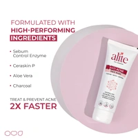 Alite Anti-Acne Face Wash 70g with Encapsulated Charcoal for Oily to Normal Skin | Detoxifies Pores | Daily Use Unisex Face Wash | Acne Control