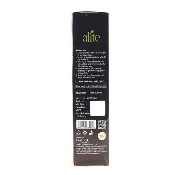 Alite Hair Removal Spray 200ml for Men & Women | Painless & Irritation-Free Body Hair Removal | For Chest, Arms, Underarms, Bikini Line & Legs