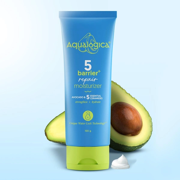 Aqualogica 5 Barrier+ Repair Moisturizer 100g | With Avocado & 5 Essential Ceramides | Repairs, Strengthens & Hydrates Skin Barrier | Non-Sticky | For All Skin Types