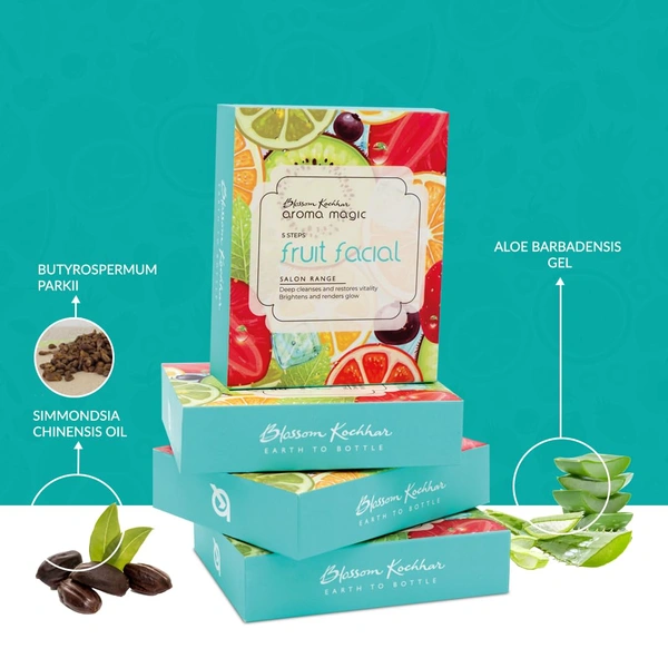 Aroma Magic Fruit 5 Step Facial Kit | Brightens & Renders Glow | Salon Range | Hydrating | Enriched with Natural Fruit Extracts | for All Skin Types