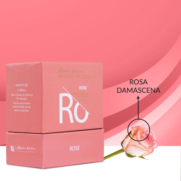 Aroma Magic Rose Essential Oil 10ml | Pure Rosa Damascena | Skin Astringent, Hormonal Balance, PMS Relief & Uplifting Mood | Natural & Aromatherapy Oil