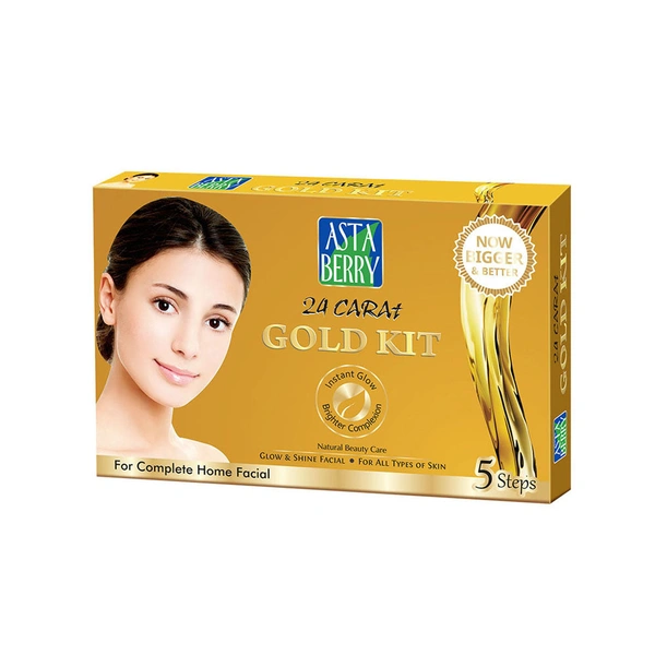 Asta Berry 24-Carat Gold Mini Facial Kit  | 5-Step Luxury Facial | 24-Carat Gold Dust | Radiant  Youthful Skin | Brightens, Nourishes & Reduces Signs of Aging & Improves Skin Tone.