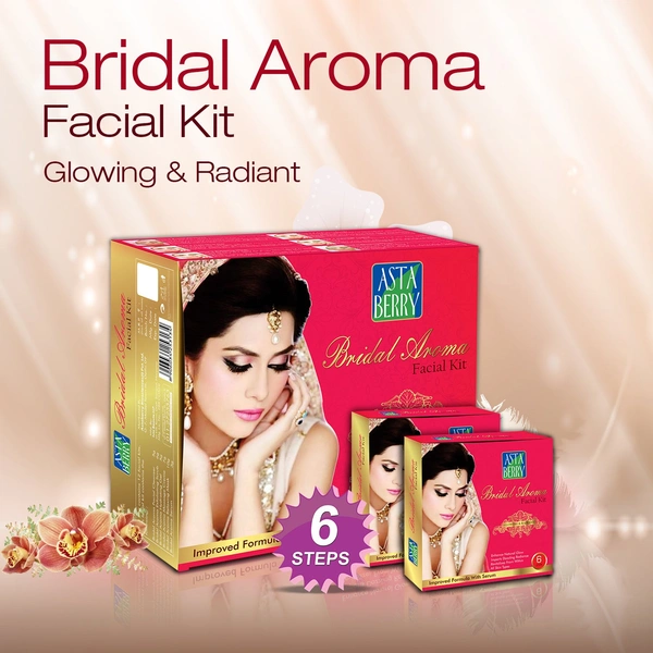 Asta Berry Astaberry Bridal Aroma Facial Kit  36g 6-Step Pack of 12 Facial | Perfect Pre-Wedding Skin Care | Enriched with Natural Ingredients for Glowing, Radiant, and Nourished Skin | Suitable for All Skin Types