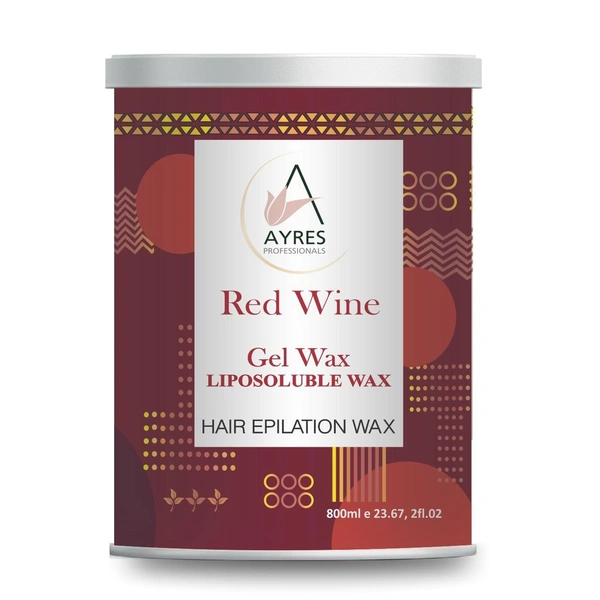 Ayeres Ayres Liposoluble Red Wine Gel Wax Crystal Clear 800ml | Non-Sticky | Skin Rejuvenation & Tan Removal | Hydrates & Soothes | For Men & Women | All Skin Types