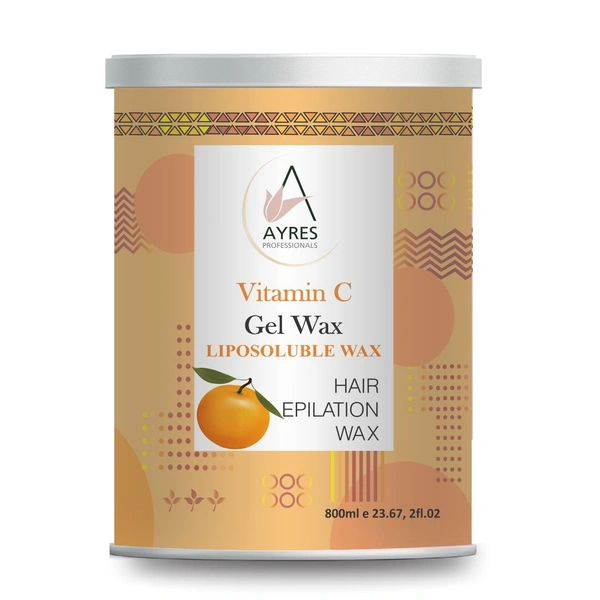Ayeres Ayres Liposoluble Vitamin C Gel Wax Crystal Clear 800ml | Hair Epilation Wax | Non-Sticky & Smooth Hair Removal | Easy to Use, Gentle on Skin | Long-Lasting Silky Finish