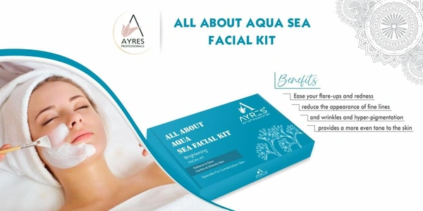 Ayeres Ayres Professional All About Aqua Sea Monodose Brightening Facial Kit | Radiance & Glow | Clarifies & Detoxifies Skin | Deep Hydration | Firms & Revitalizes