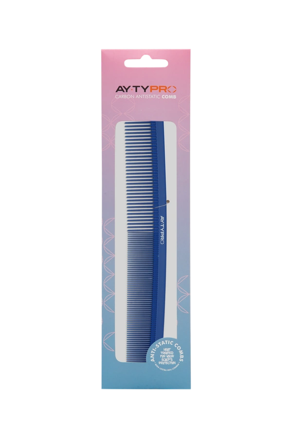 AYTY PRO Carbon Comb 6910 Blue | Lightweight, Antistatic Tail Comb with Pintail Design | Heat-Resistant Carbon Fiber | Precise Styling & Section