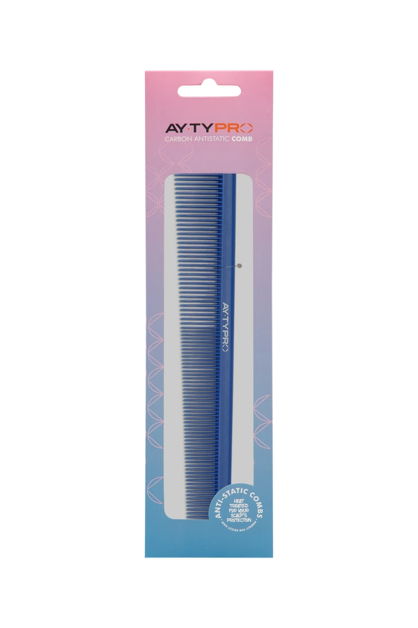 AYTY PRO Carbon Comb Blue 0997 | Professional Anti-Static, Heat-Resistant Styling Comb |Precision Hair Section, Cutting & Detangling | Salon-Grade Tool