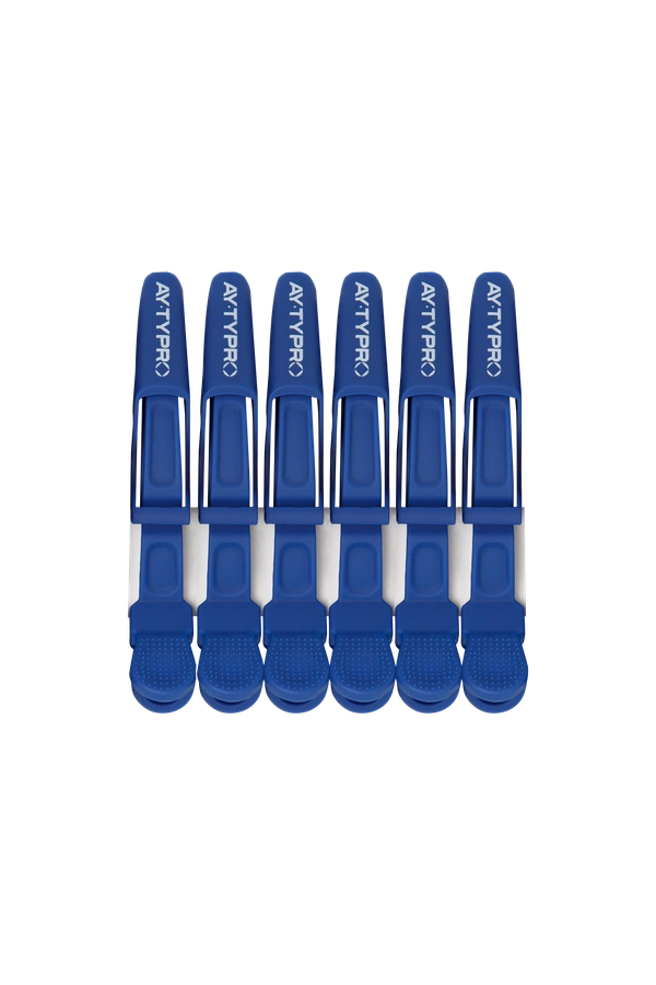 AYTY PRO Hair Section Clips, 6-Piece Set, Premium Blue | Salon-Grade Styling Clips for Professional Hairdressers & Home Use | Strong Grip & Durable Build