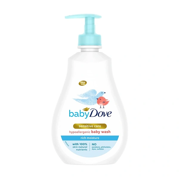 Dove Baby Dove Rich Moisture Body wash Sampoo 400ml with 100% Skin-Natural Nutrients | Hypoallergenic, Tear-Free, Paraben-Free | Gentle Care for Newborn & Sensitive Skin