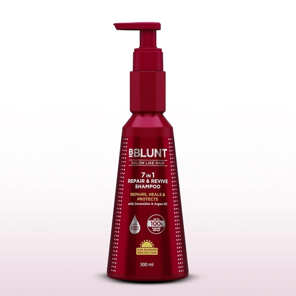 Bblunt BBLUNT 7-in-1 Repair & Revive Shampoo 300ml with Ceramides & Argan Oil | Up to 100% Damage Repair | Tackles 7 Signs of Hair Damage | Restores Strength, Shine & Smoothness