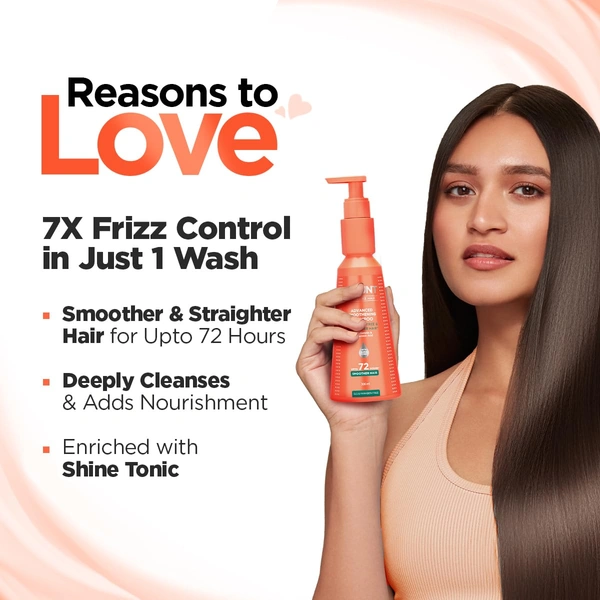 Bblunt BBLUNT Advanced Smoothening Shampoo with Keratin & Hyaluronic Acid 300ml for Unisex | Frizz-Free & Straighter Hair | Gentle Cleanse & Adds Shine | SLS & Paraben Free