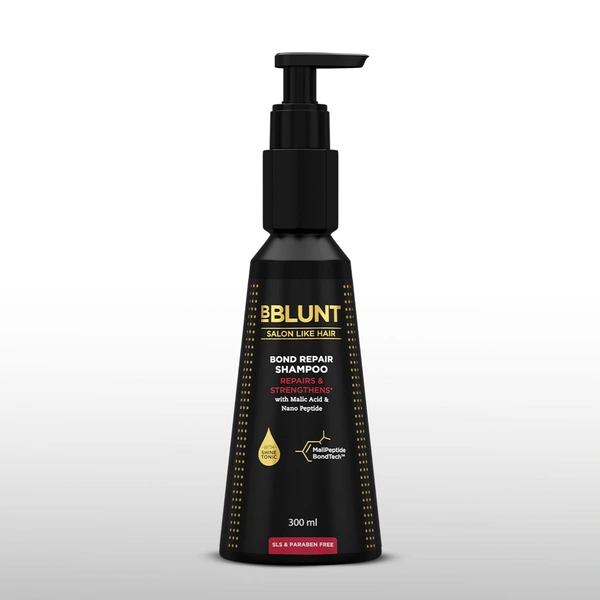 Bblunt BBLUNT Bond Repair Shampoo 300ml for unisex with MaliPeptide BondTech Repairs Hair Damage by 89% in 1 Use* | Strengthens & Restores Hair Bonds | SLS & Paraben Free