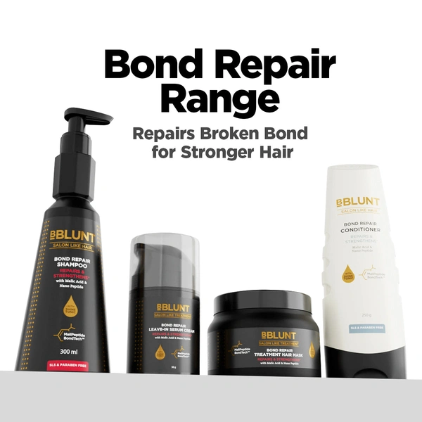 Bblunt BBLUNT Bond Repair Shampoo 300ml for unisex with MaliPeptide BondTech Repairs Hair Damage by 89% in 1 Use* | Strengthens & Restores Hair Bonds | SLS & Paraben Free