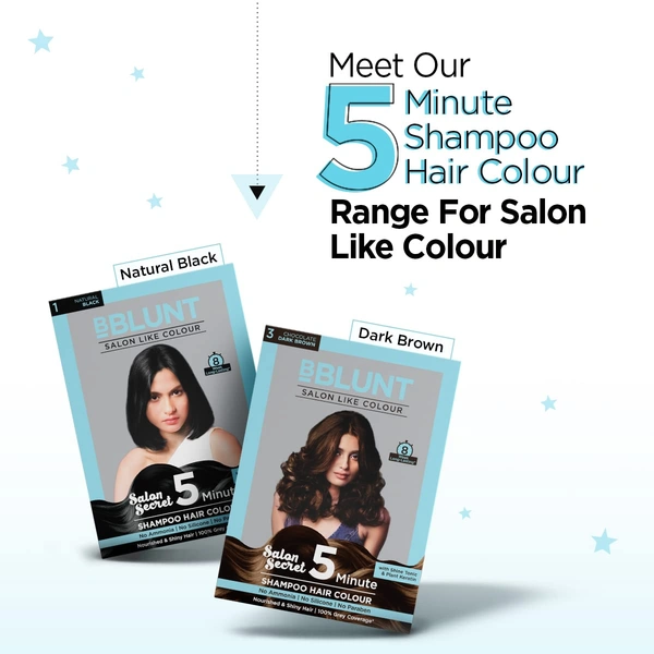 Bblunt Chocolate Dark Brown 5-Minute Shampoo Hair Colour 100ml | Nourished & Shine Hair| Quick, Long-Lasting Colour | 100% Covers Grey & Adds Shine | Easy & Mess-Free Application