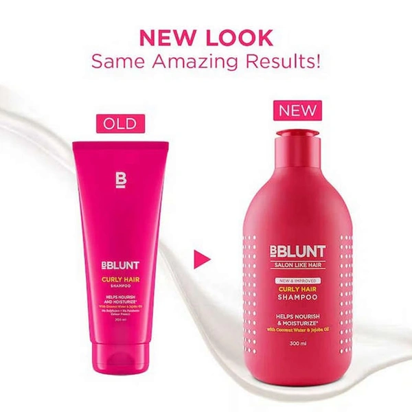 Bblunt Curly Hair Shampoo, 300ml | Reduces Hair Fall by 93% |Enriched with Coconut Water & Jojoba Oil | Enhances Curls, Controls Frizz & Adds Shine | Paraben & SLS Free