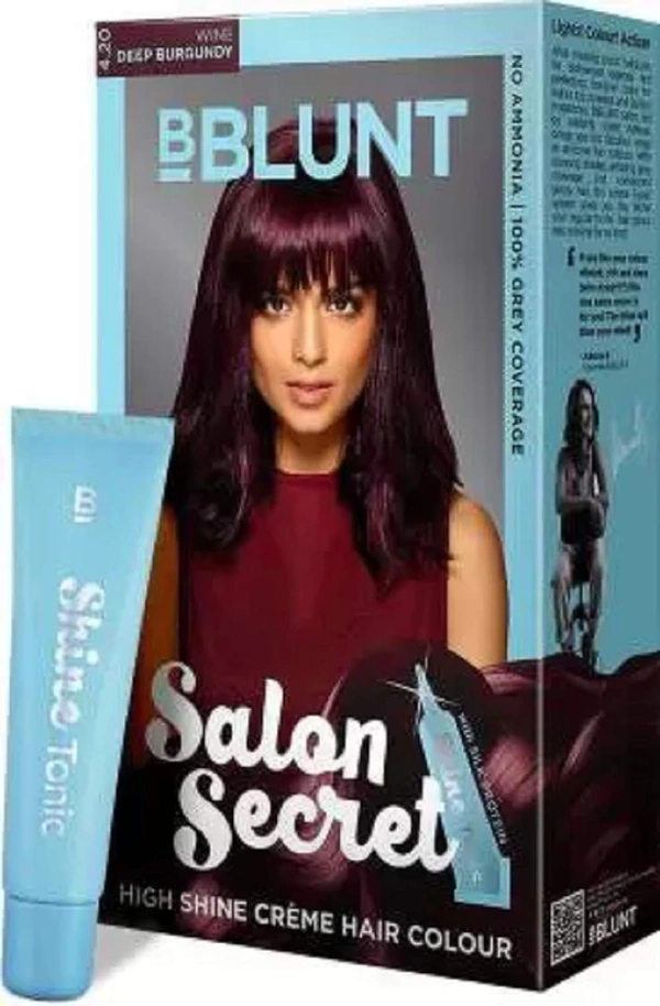 Bblunt BBLUNT Hair Color (Wine Deep Burgundy) | for Salon-Quality Shine | Ammonia-free hair dye |  Salon Secret High Shine Crème Hair Colour | Get Vibrant, Long-Lasting Wine Burgundy Color at Home | 100g