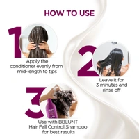 Bblunt Hair Fall Control Conditioner, 250gm | Reduce Hair Fall with Pea, Protein & Caffeine| Reduces Hair Fall by 93% | Sulfate & Paraben-Free