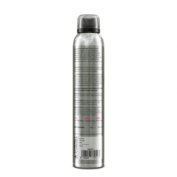 Bblunt BBLUNT Hot Shot Finish Spray - 200 ml | for Radiant Shine | Smooth Finish Spray | Salon Like Finish at Home | Long-Lasting Shine | Designed for Indian Hair