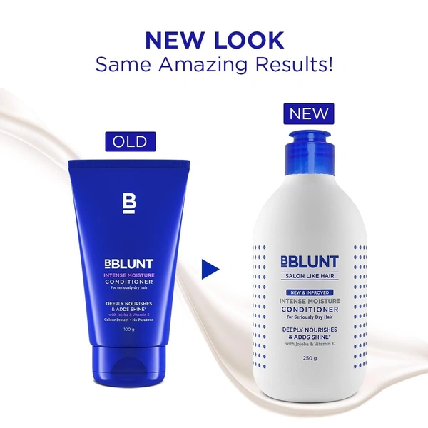 Bblunt BBLUNT Intense Moisture Conditioner 250g with Vitamin E & Jojoba for Unisex| Deep Hydration for Dry & Frizzy Hair | Softens, Smoothens & Adds Shine |  Salon Tested
