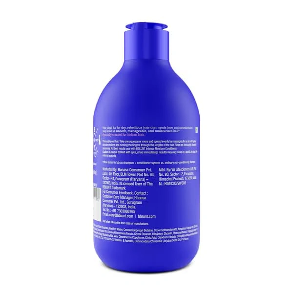 Bblunt Intense Moisture Shampoo, 300ml | Reduces Hair Fall by 93% | Deeply Nourishes | Moisturizes & Strengthens Hair | Restores Softness & Smoothness for Healthy Hair