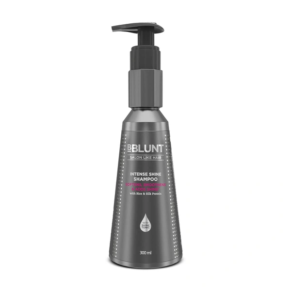 Bblunt BBLUNT Intense Shine Shampoo 300ml with Rice & Silk Protein | 23X* Shinier Hair | Enhances Gloss, Softness & Smoothness | Gentle Daily Cleanse | Suitable for All Hair Types